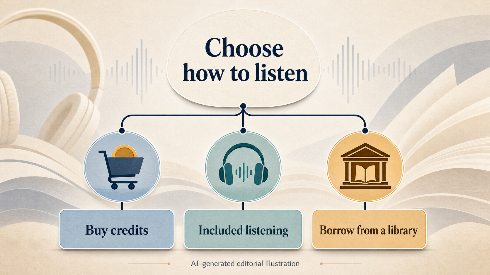 Editorial illustration for Audible UK Review: Strengths, Limits, Ownership Terms and Alternatives
